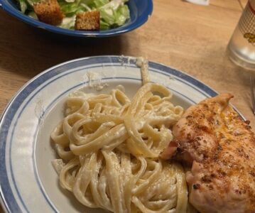 Cooking Fettuccine Alfredo and Baked Chicken